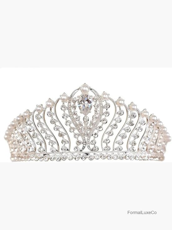 Crystal Rhinestone Pearl Crown Tiara Hair Accessory Queen Princess